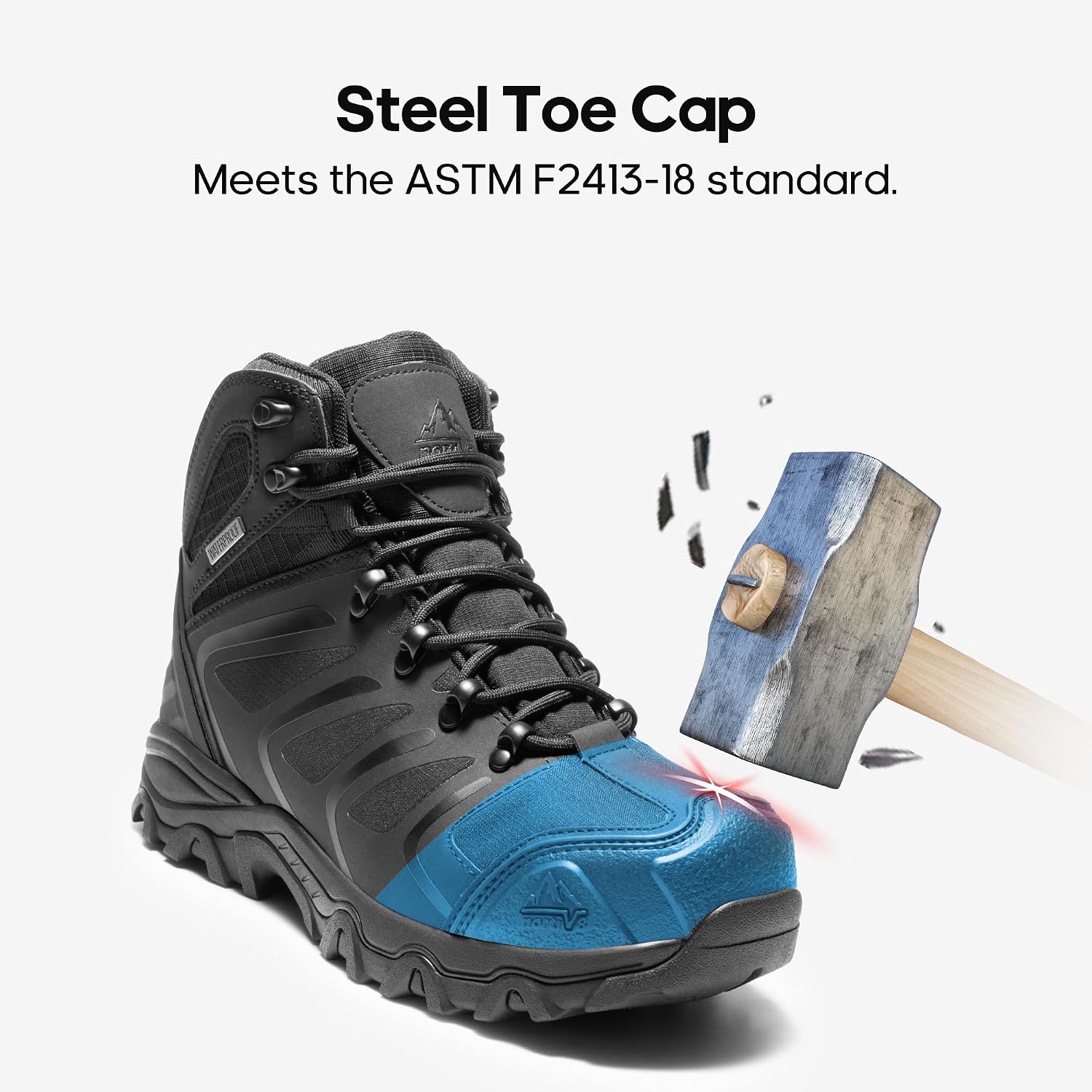 Waterproof Steel Toe Work Boots for Men | ASTM Safety Construction Boots Slip-resistant Outsole Comfortable &