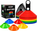 Agility Training Cones 25 Pack, Soccer Disc Cones with Holder, 5-Color Sports Cones for Speed