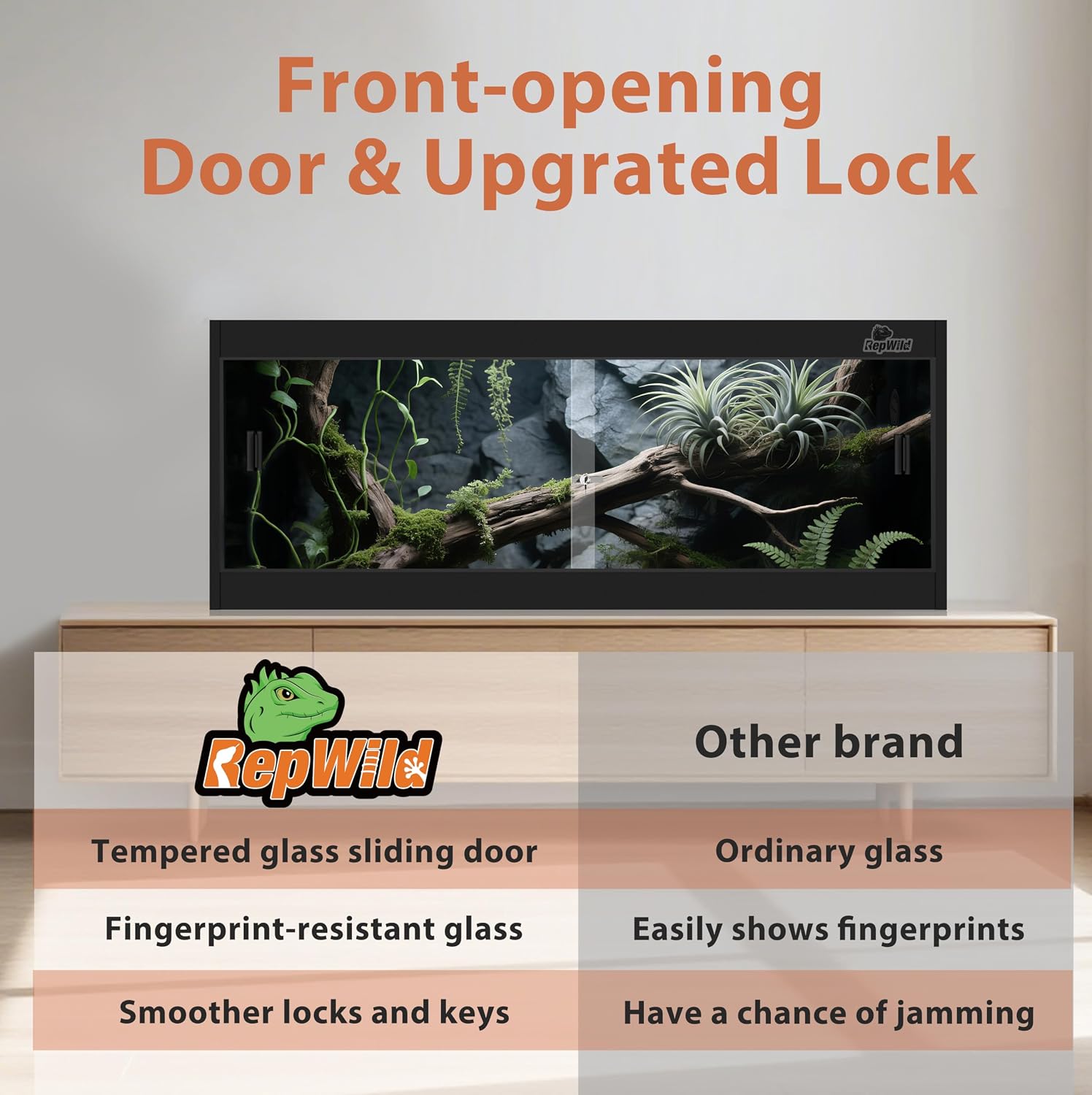 20 Gallon PVC Reptile Enclosure, RepWild 30"x12"x12" Terrarium/Tank with Heavy-Duty Screen Top, Glass Sliding Doors &
