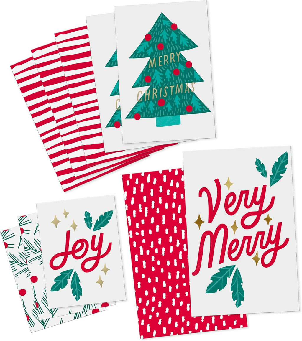 Christmas Gift Boxes with Lids, Assorted 10-Pack (Red and White)
