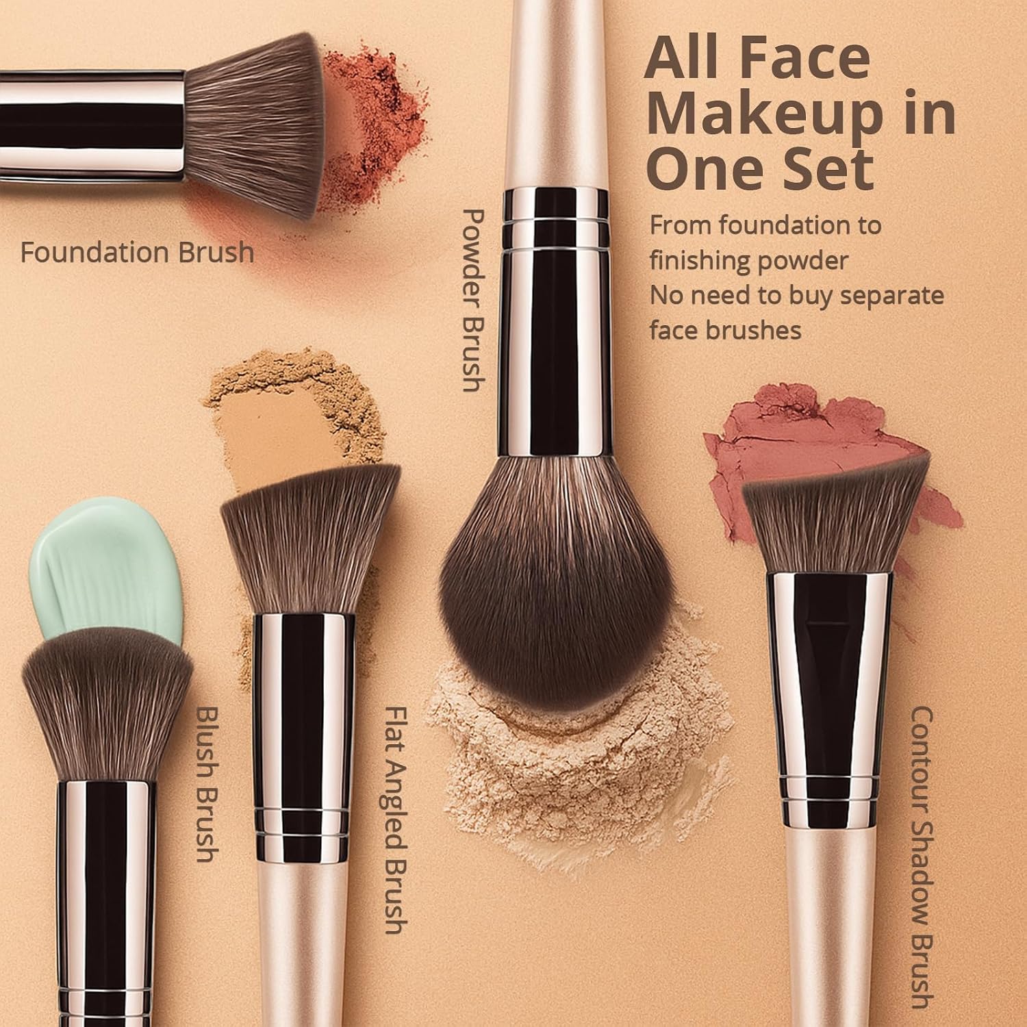12pcs Vegan Makeup Brush Set Soft high-density Taklon fibers,durable birch handles,zero shedding,easy to