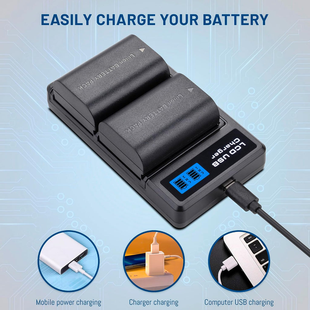 2-pack LP-E6 LP-E6N Batteries with Dual Charger for Canon EOS 5D Mark II | 5D Mark III, 5D Mark IV, 5DS, 5DS R, 6D