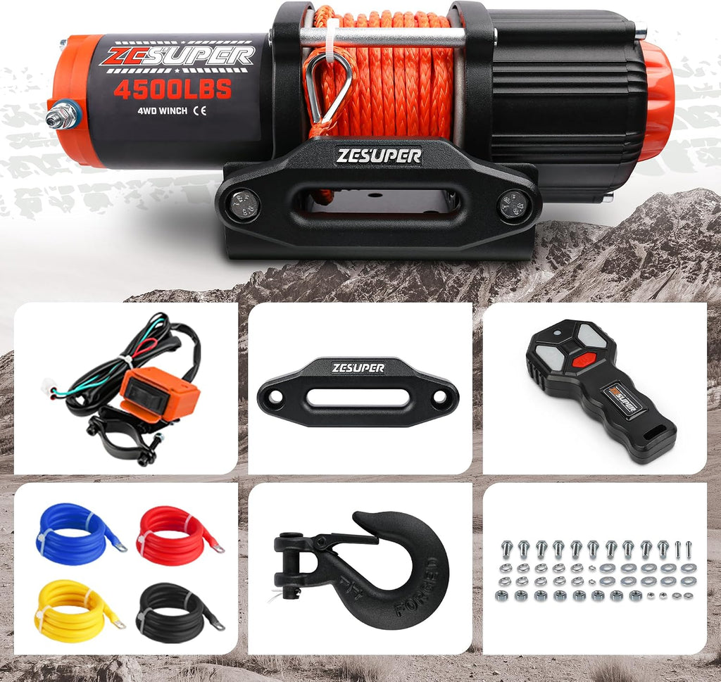 4500 lb Electric Winch 12V Waterproof IP67 for ATV UTV Boat Trailer