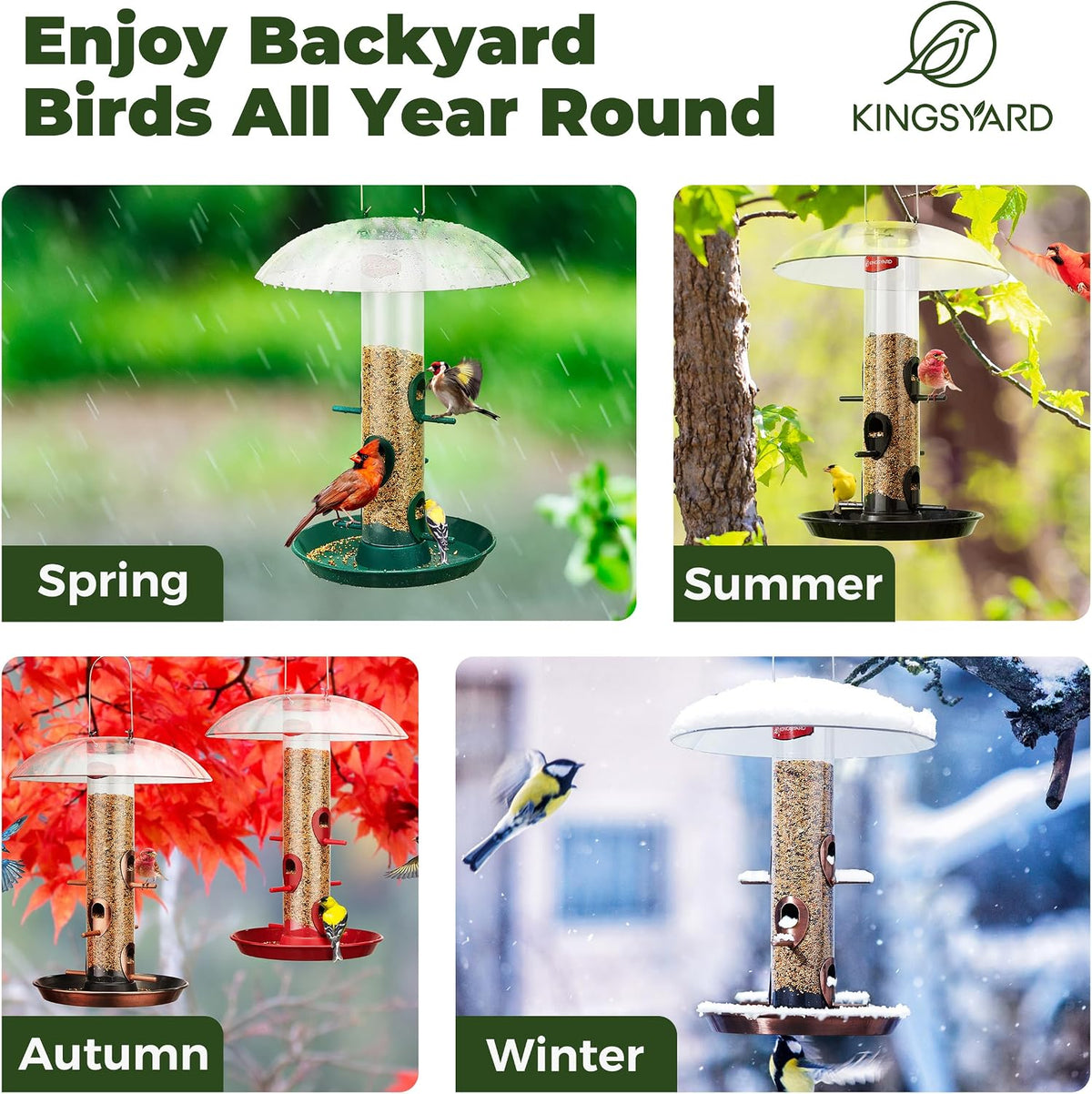 6-Port Tube Bird Feeder for Outdoors Hanging