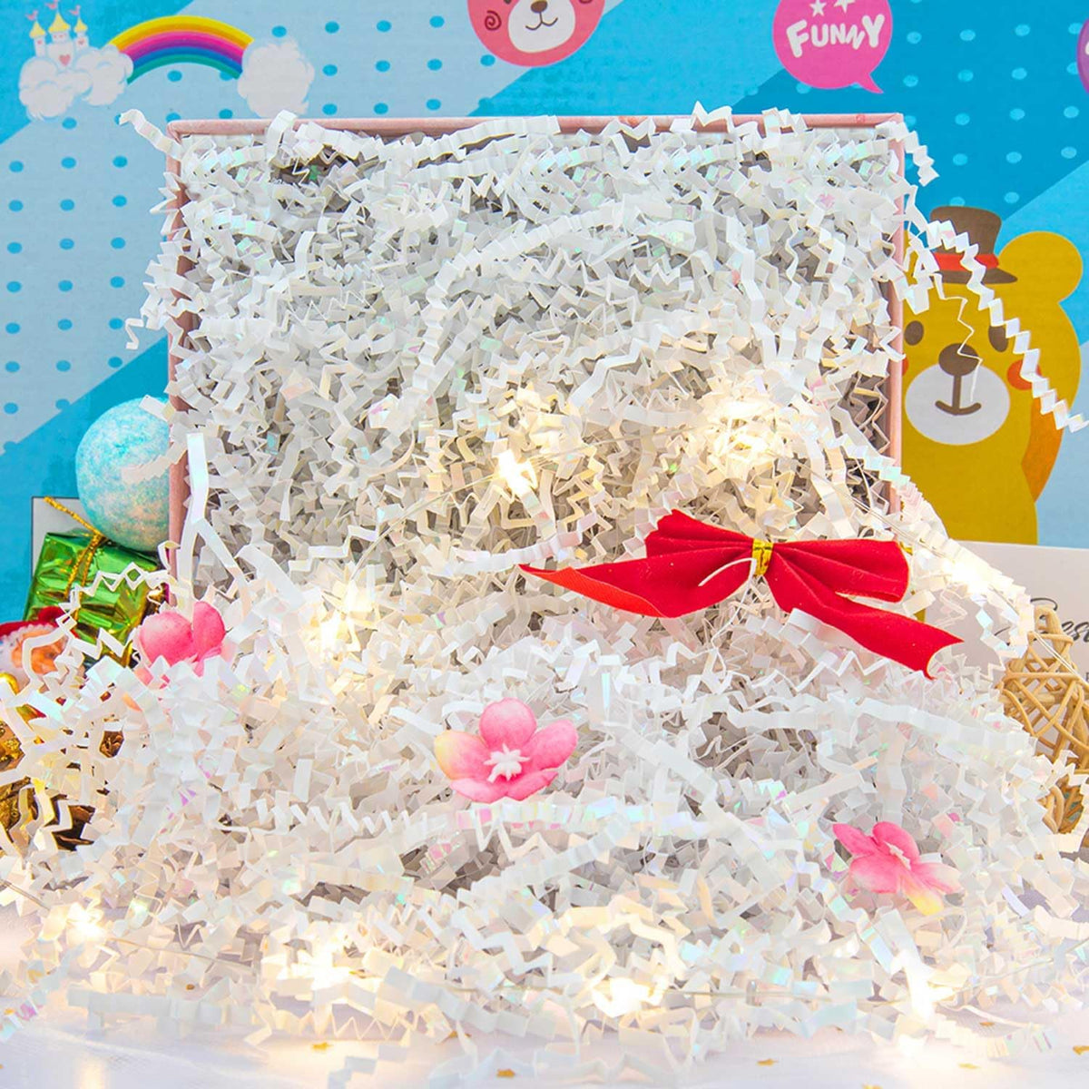 Crinkle Cut Paper Shred Filler Gift Cushion Streamer Diamond White