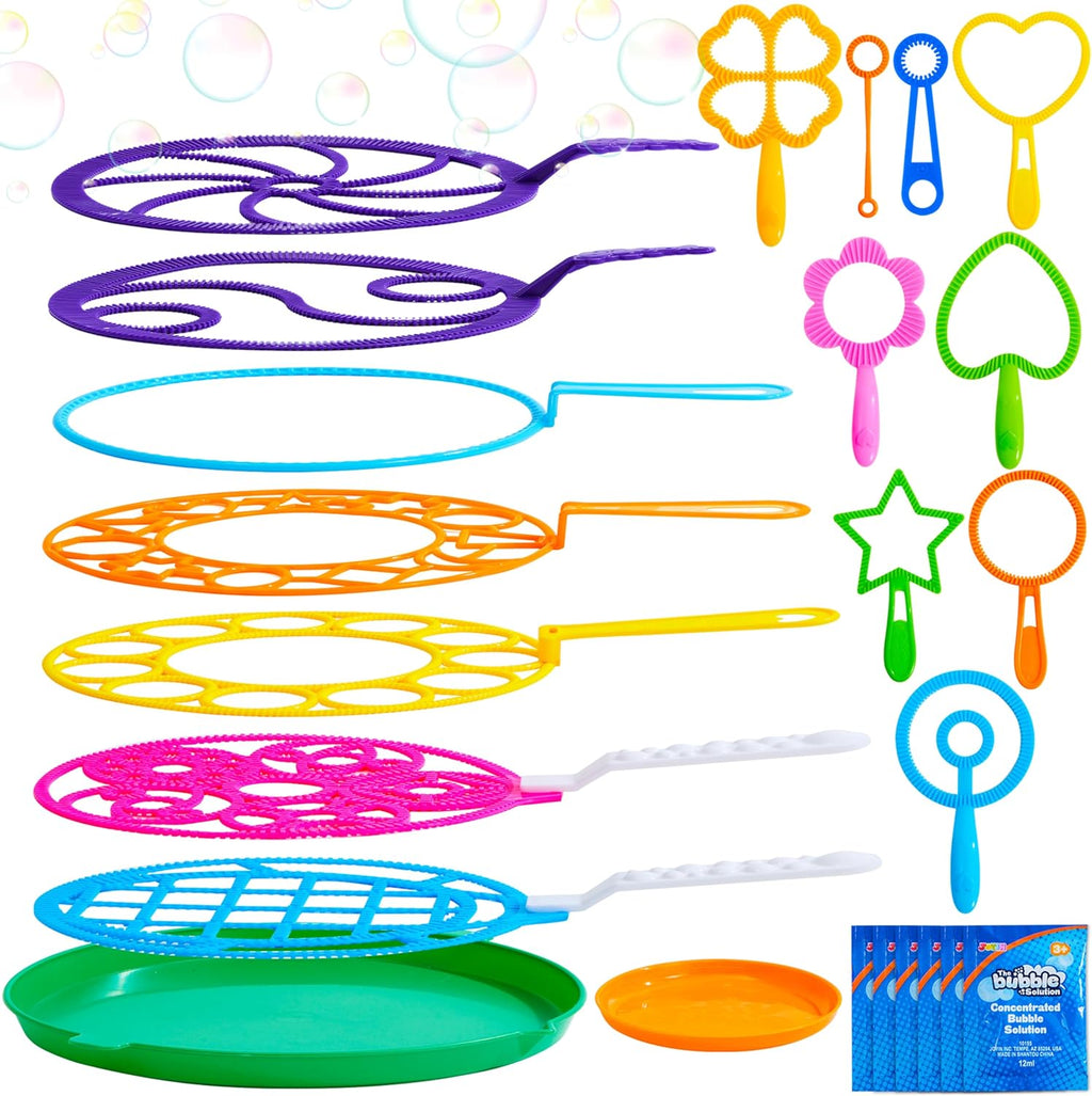 Big Bubble Wands Set Bulk for Kids Summer Outdoor Toy Game Activity Party Favors, 18 Pcs Giant Bubble Maker with