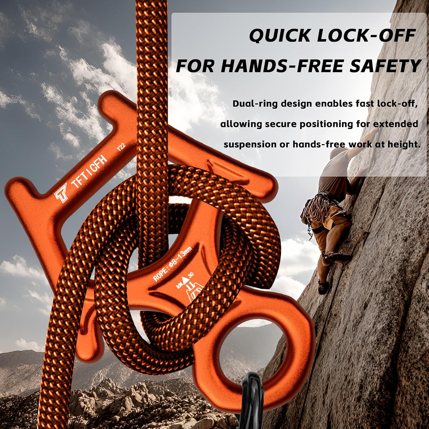 Figure 8 Descender, 30kN Climbing Descender, Heavy Duty 7075 Aluminum Belay & Rappel Equipment for Climbing