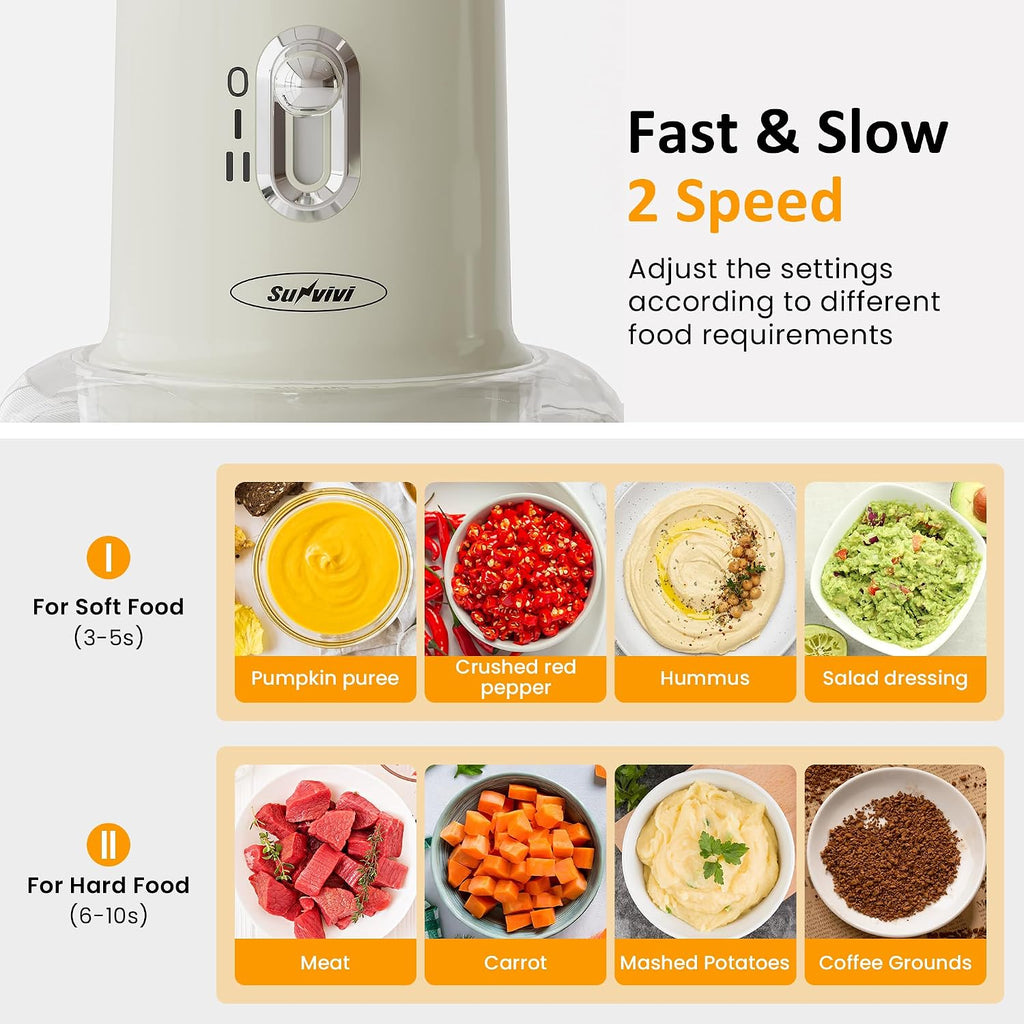 4-in-1 Electric Food Chopper & Small Food Processor, Meat Grinder, Garlic Peeler & Juicer, 2-Speed Mini Food