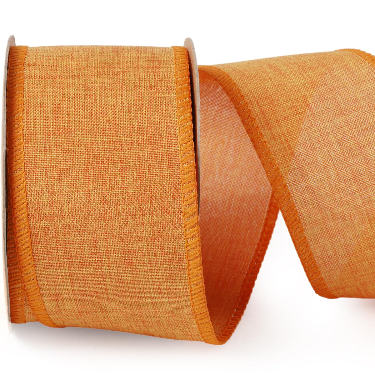2.5 Inch Orange Linen Wired Ribbon, Fall Wreath and Bow Decor