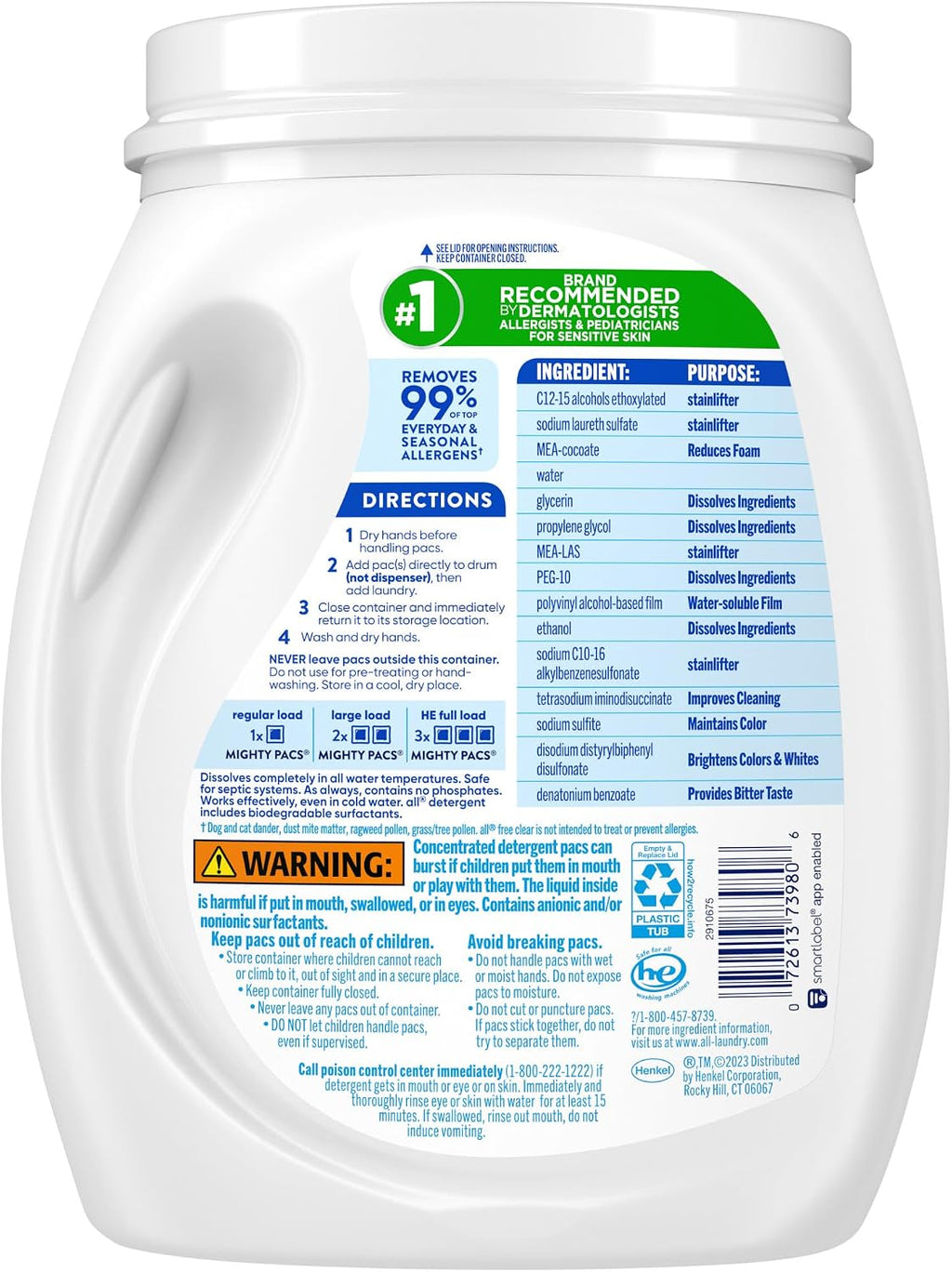 free clear Laundry Detergent Pacs for Sensitive Skin, 66 Count, 2-Pack