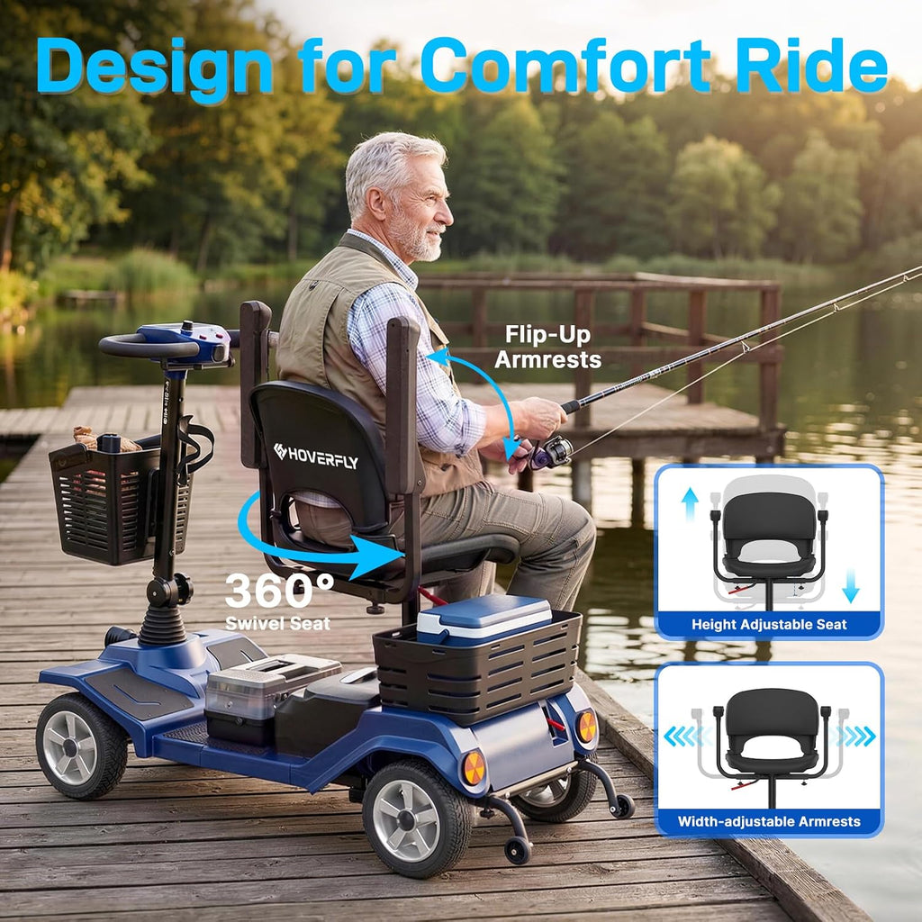 4-Wheel Mobility Scooter for Seniors/Adult, NFC Keyless Start Navy
