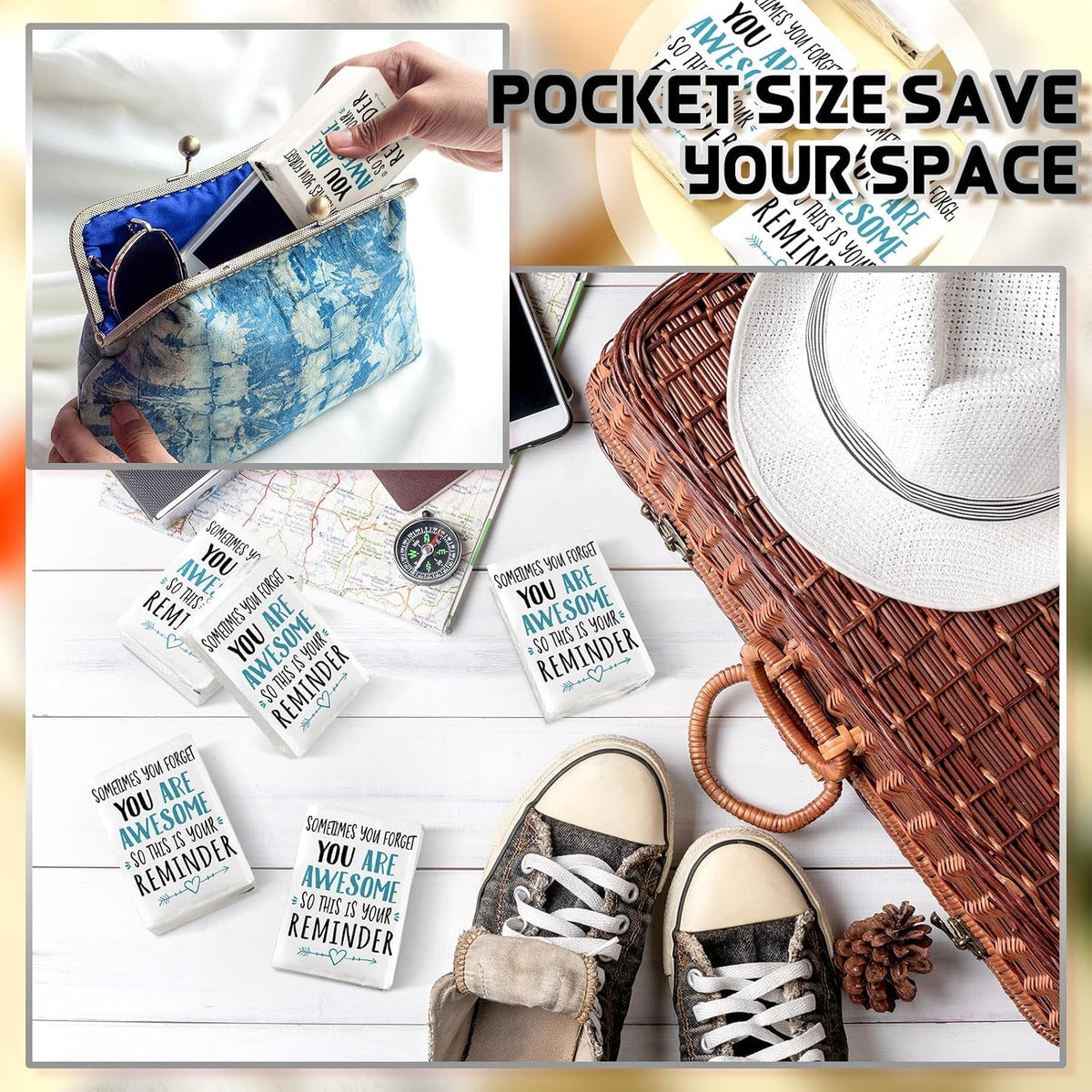 60 Pack Pocket Tissues Travel Packs Bulk, 3 Ply Individual