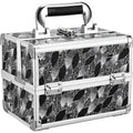 Makeup Case Organizer Makeup Box Portable Cosmetic Train Case Hard Vanity Storage with 2 Trays Mirror Locking Make Up