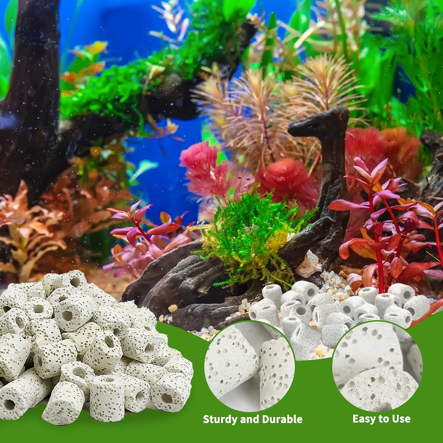 4 LB Aquarium Filter Media Bio Balls Ceramic Rings (White) | Aquarium Filter Media with Mesh Bag for Fish Tank and