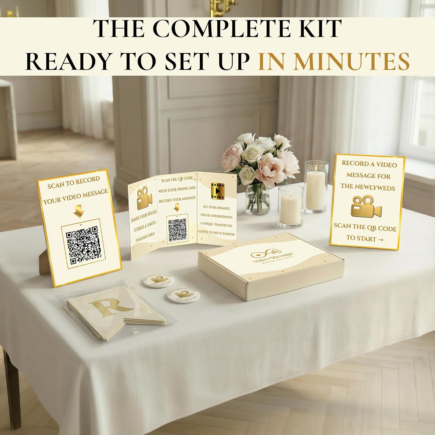 Video Guest Book for Wedding with QR Code - Wedding Guest Book Alternative, Guests Record Video Messages on Their