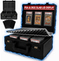 3-Row Graded Card Case - Graded Card Storage Box with Combination Lock | PSA slab case with lid display and 6 foam