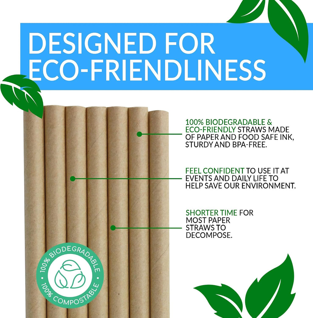 1000 Pack Paper Straws (Kraft Brown) | Paper Straws for Drinking