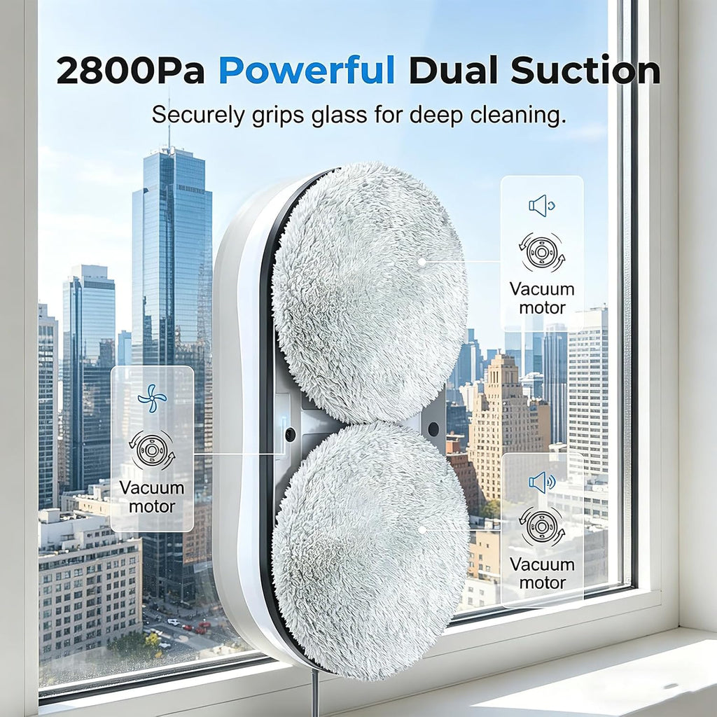 Automatic Window Cleaning Robot, 2800Pa Dual Suction & Anti-Fall