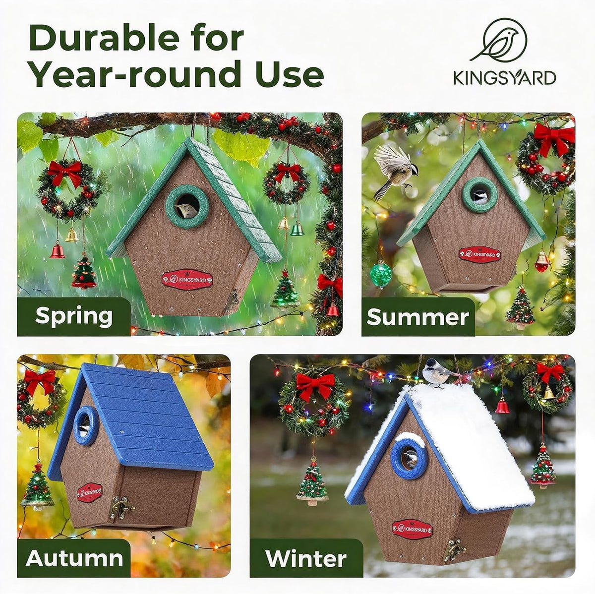 Recycled Poly Lumber Bird House with Predator Guard for Wrens