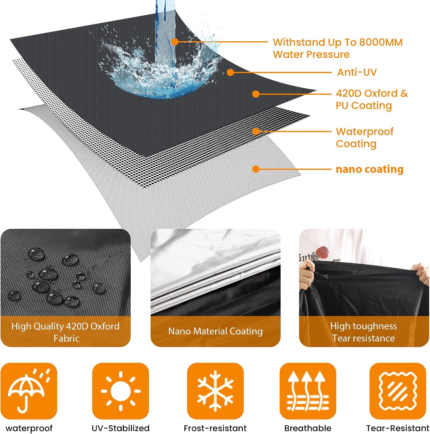 Motorcycle Covers Waterproof Outdoor Storage,420D Heavy Duty Motorcycle Tarp,Universal for All Season,with License