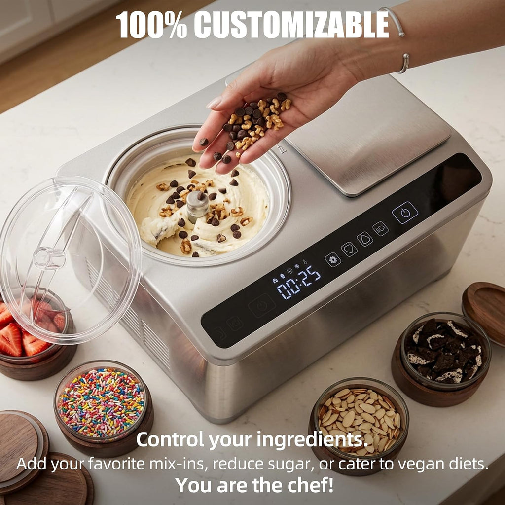 2.1Qt Soft & Hard Ice Cream Maker with Food Scale, No Pre-Freezing