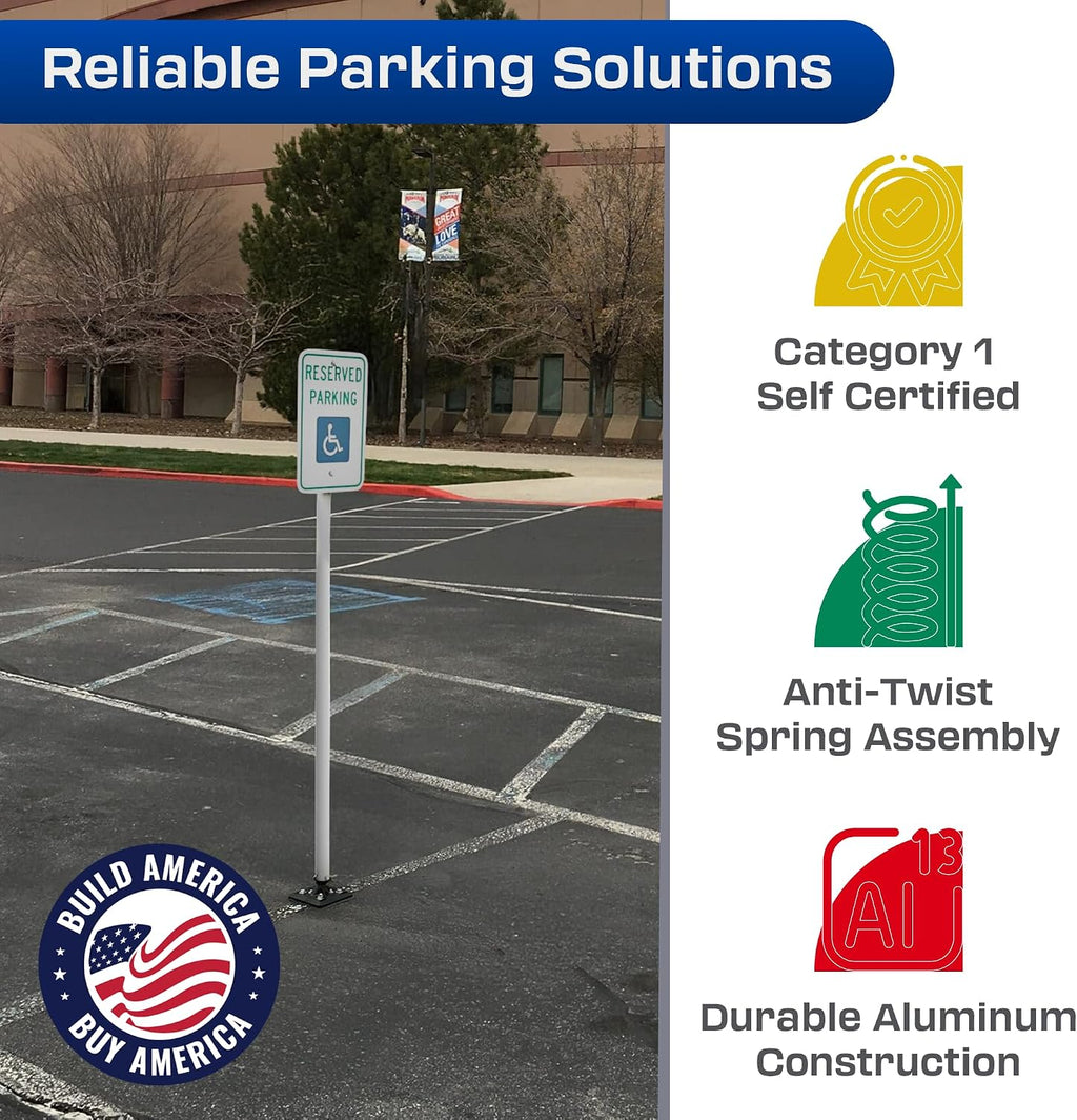 Impact Recovery - Sta-Rite Flexible Sign Post - Sign Holder - Handicap Parking Signs - Made in the USA - 78” Reserved
