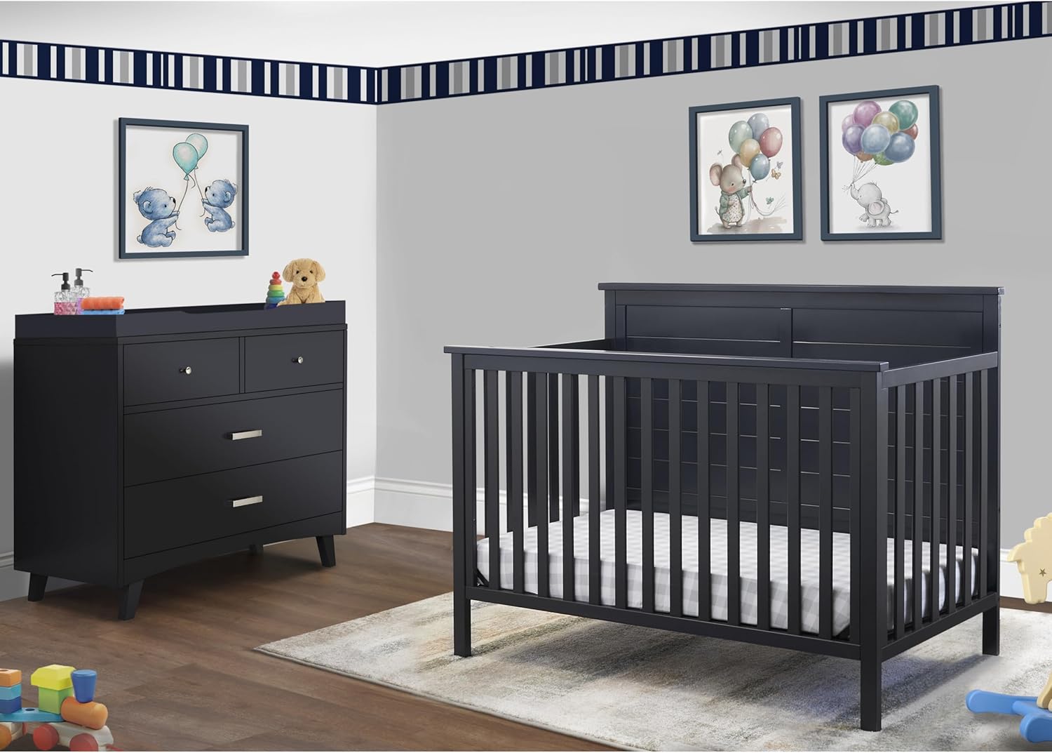 Furniture Ashley Crib, Classic 4-in-1 Convertible Pannel Crib, Baby Crib Made of Wood, Non-Toxic Finish, Wooden Baby