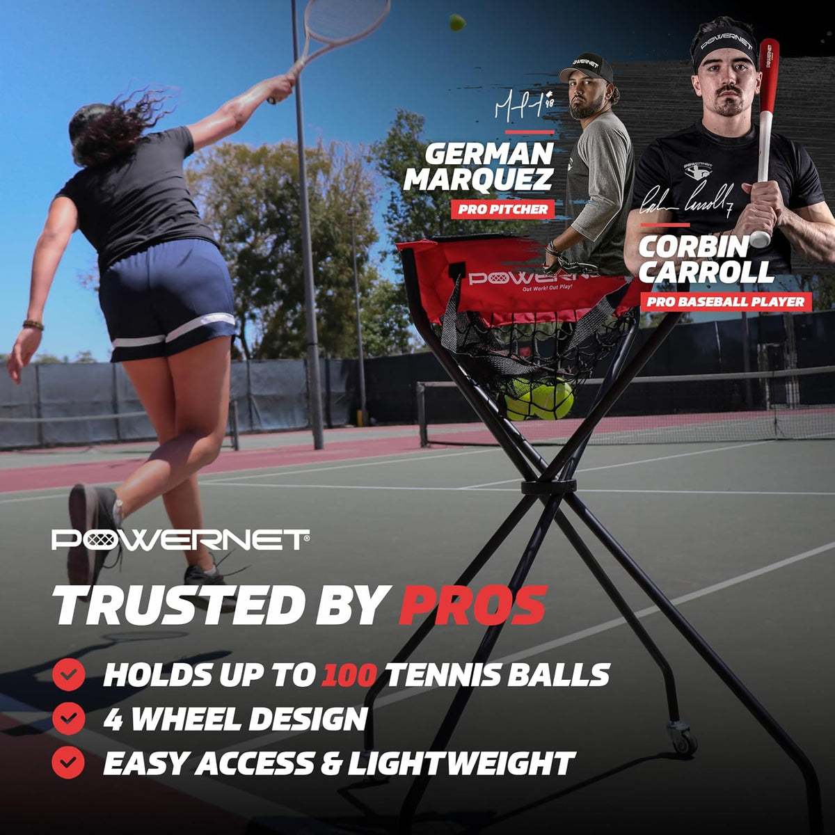 Baseball Softball Portable Ball Caddy, Holds Bucket of Baseballs, Softballs, Tennis Balls, Use During Batting