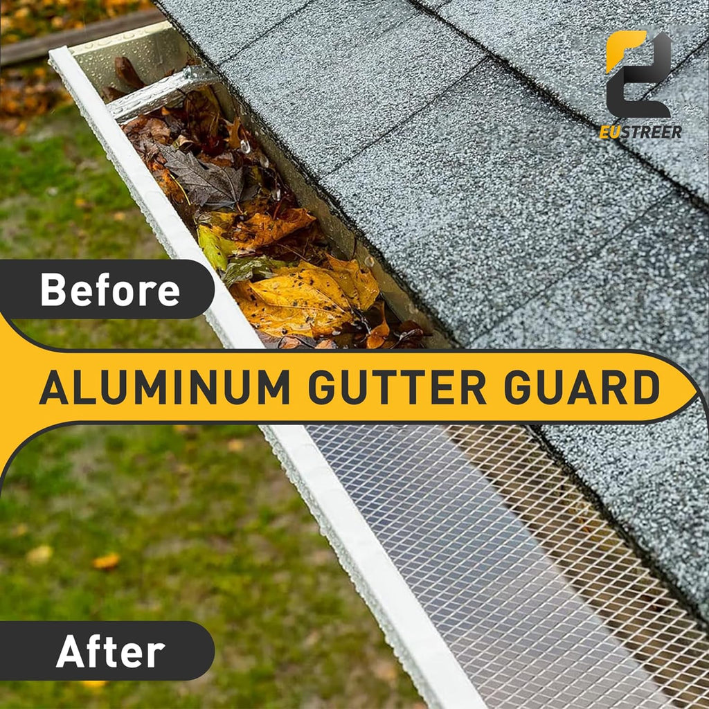 Aluminum Gutter Guard 5 Inch x 50 Feet Roll, Aluminum Leaf Filter Gutter Protection, Leaf Guard Protects from