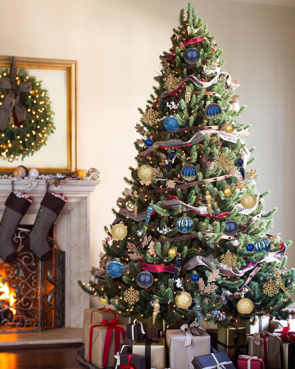 92ct Christmas Tree Decoration Set Christmas Ball Ornaments with Srtings Shatterproof Christmas Baubles for Christmas