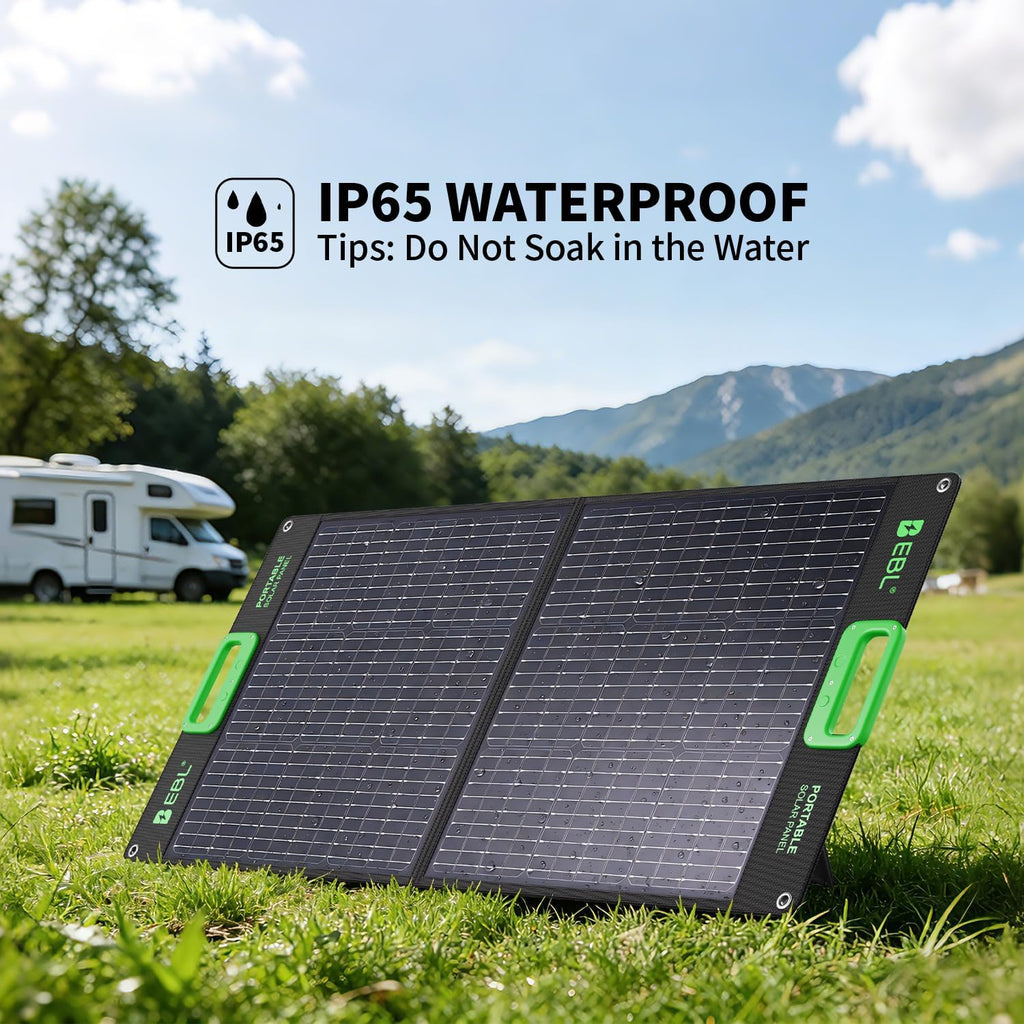 100W Portable Solar Panel for Jackery/Ecoflow/Bluetti Power Station | Foldable Solar Charger w/Kickstands, High