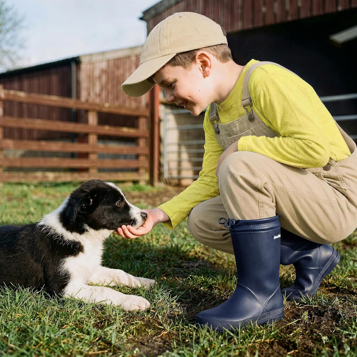 Kids Waterproof Fleece Lined Rain Boots | Lightweight,Non-Slip Outsole,Easy-On,Outdoor Rainy Play,Unisex Boys Girls