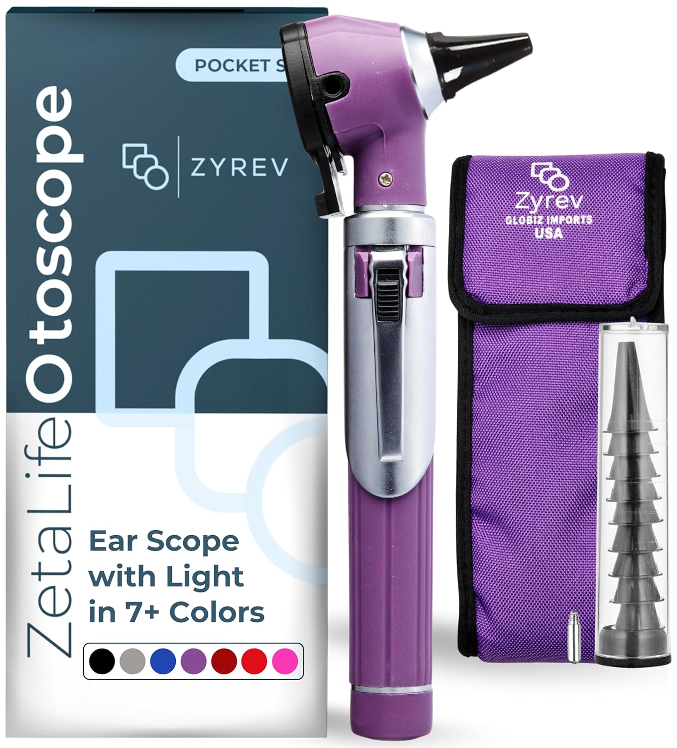 ZetaLife Otoscope - Ear Scope with Light, Ear Infection Detector, Pocket Size (Purple Color)