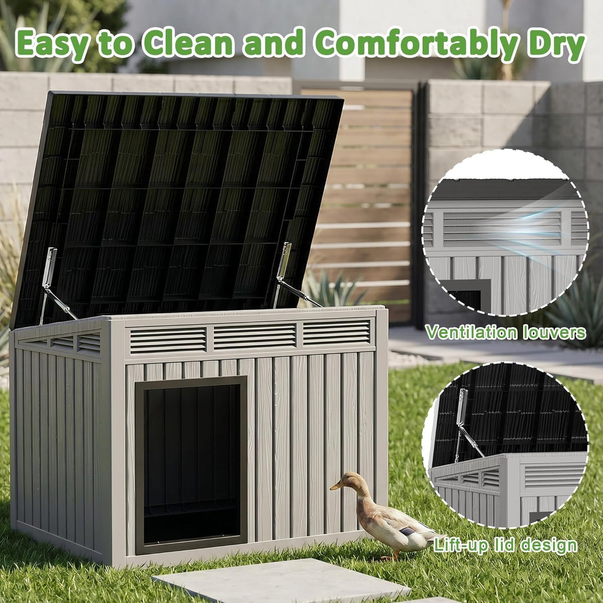 Outdoor Duck House, PP Resin, Gray