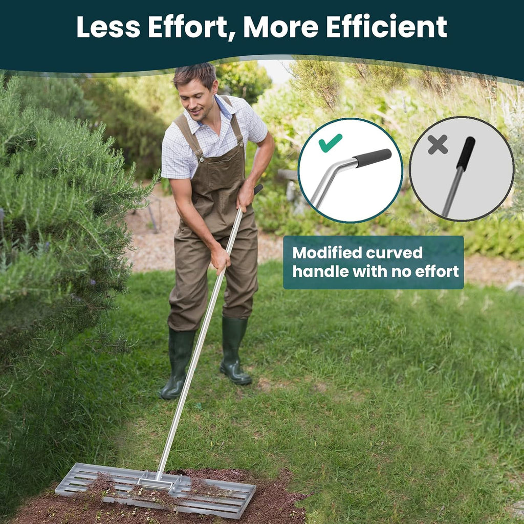 Lawn Leveling Rake 35x10 inch, (Professional-Grade) Lawn Leveler Tool with Stainless Steel Handle Rakes for Lawns
