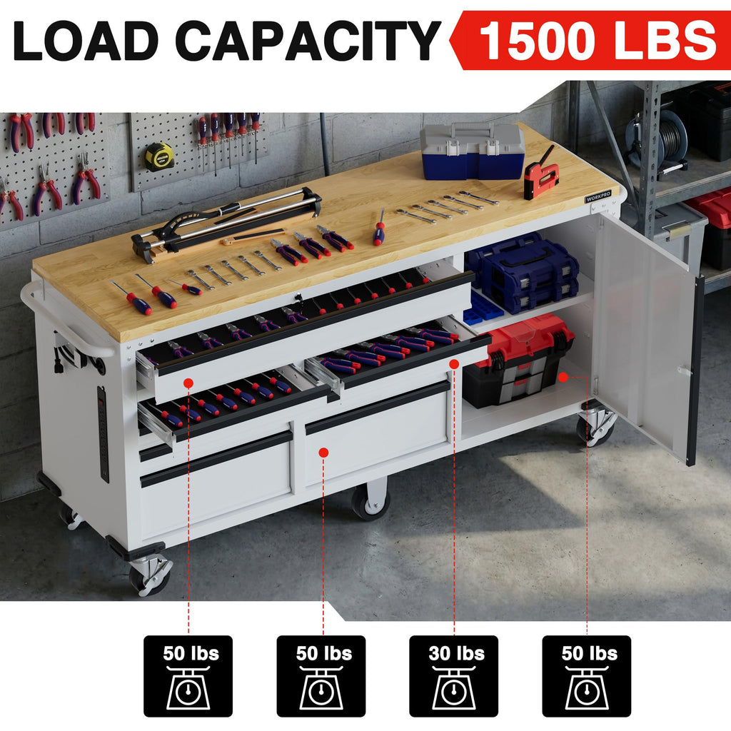 72" x 22" Rolling Tool Cabinet, 9-Drawer & 1-Door