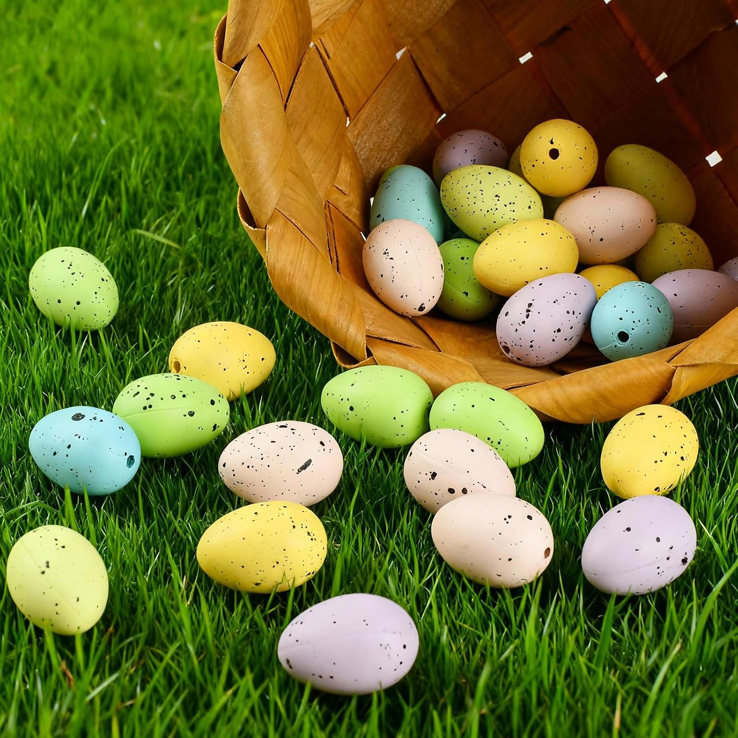 36 Pcs Easter Speckled Eggs Small Plastic Speckled Eggs Mini Decorative for DIY Crafts Easter Basket Stuffer Party