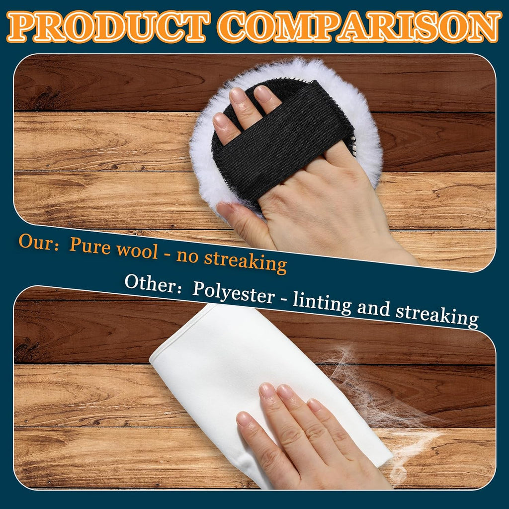 8 Pcs Lambswool Stain Pad 4 Inch Wood Stain Applicator Pads No Waste Reusable Lambswool Wax Applicator Staining Pads