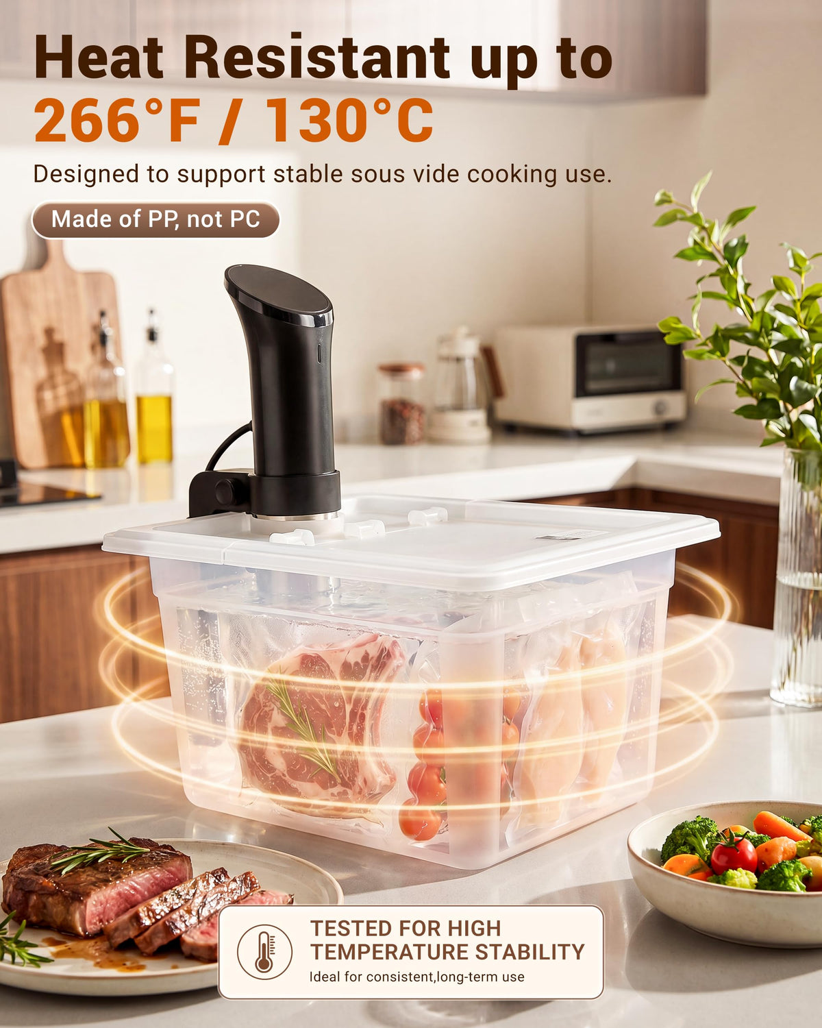 12QT Sous Vide Container BPA-Free with Reinforced Hinged Lid