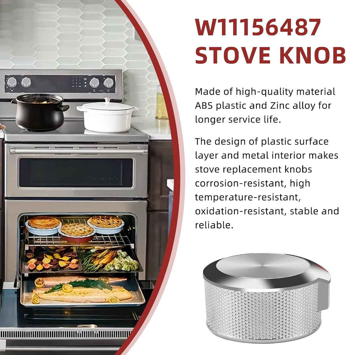 AMI PARTS W11156487 Cooktop Range/Oven Knobs Fit for Kitchen-aid Whirl-Pool