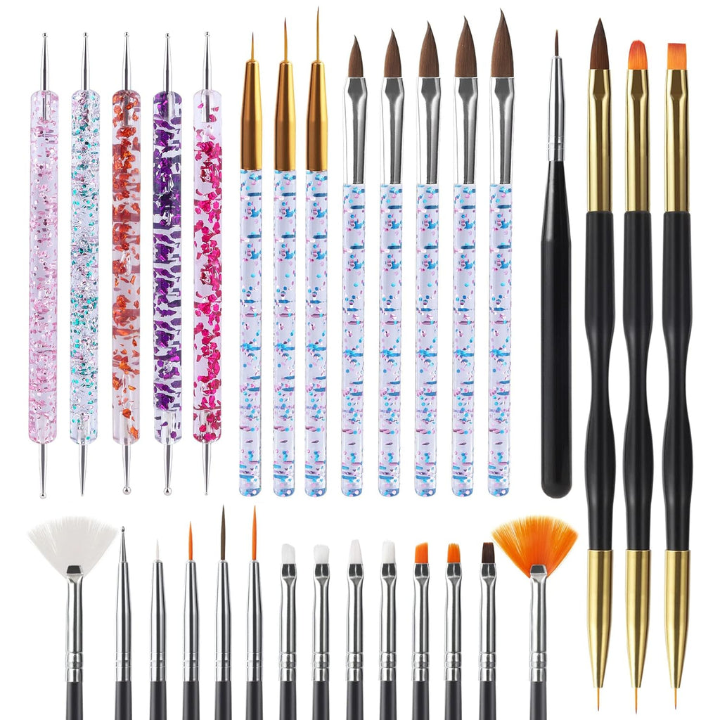 31pcs Nail Art Brushes Tools Set Dotting Tools for Gel Polish