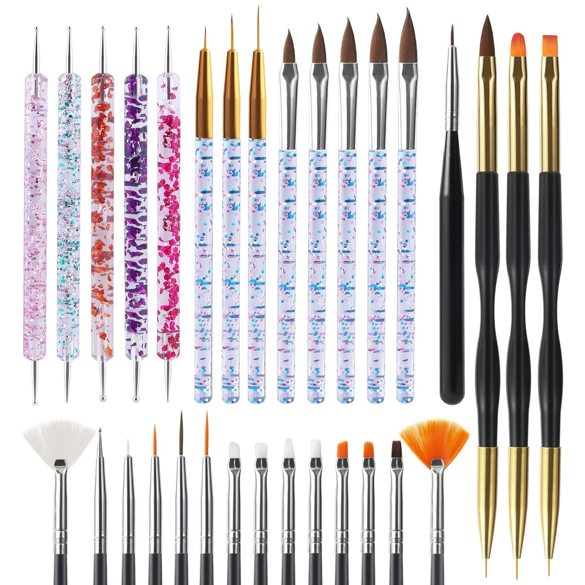 31pcs Nail Art Brushes Tools Set Dotting Tools for Gel Polish