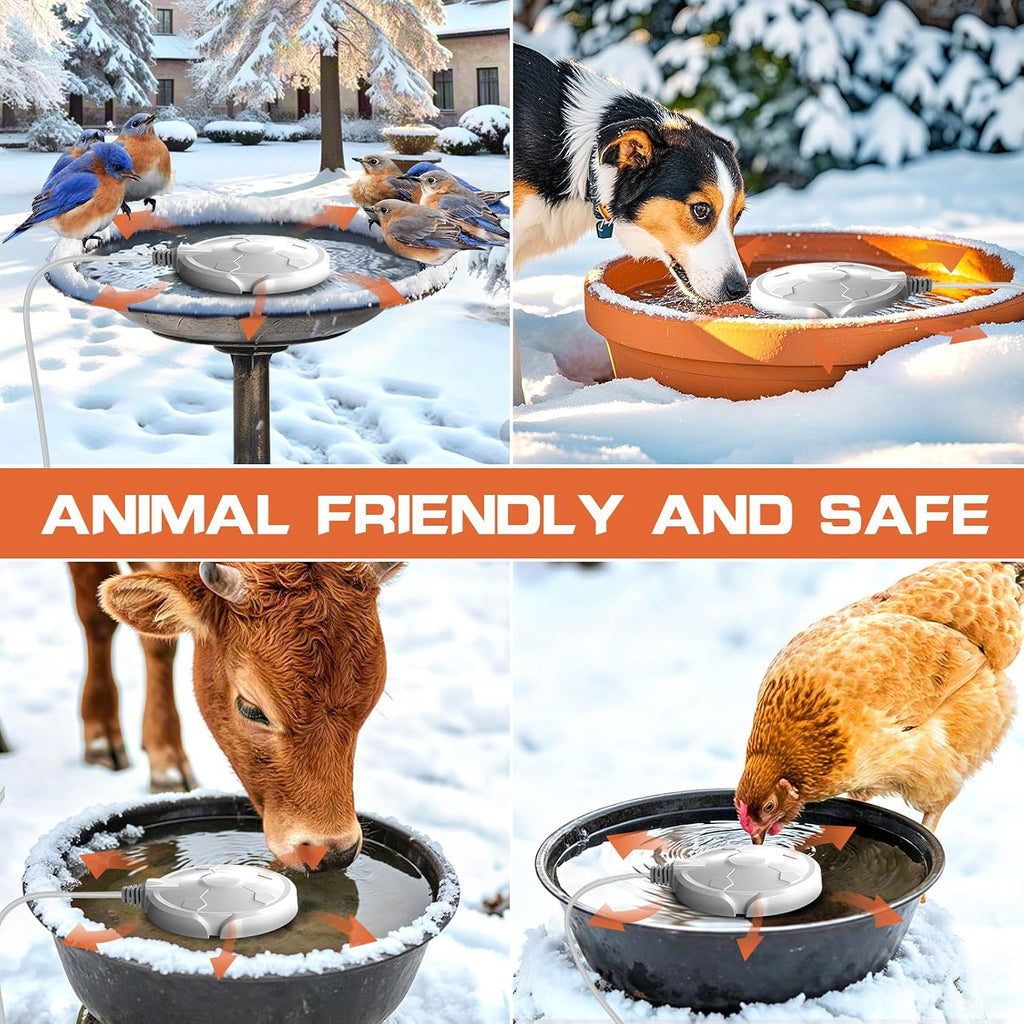 120W Bird Bath Heater for Outdoors in Winter, Birdbath Heater, White