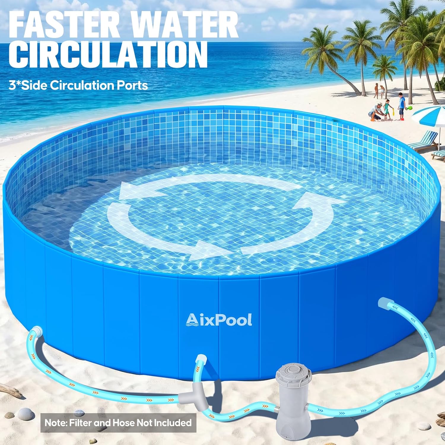 2026 Large Foldable Pool,Non-Inflatable Pool for Adult,Foldable Swimming Pool,Plastic Kiddie Portable