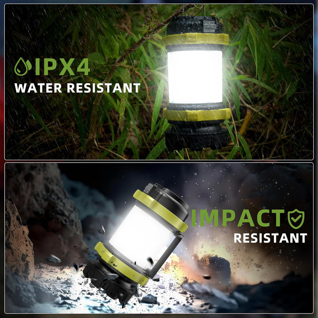 2Pack Camping Lantern, Rechargeable Flashlight & Emergency Light | 1000LM 6 Modes Battery Powered Lantern, 4000mAh