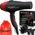 Professional Ionic Curly Hair Dryer with Diffuser, Black/Red