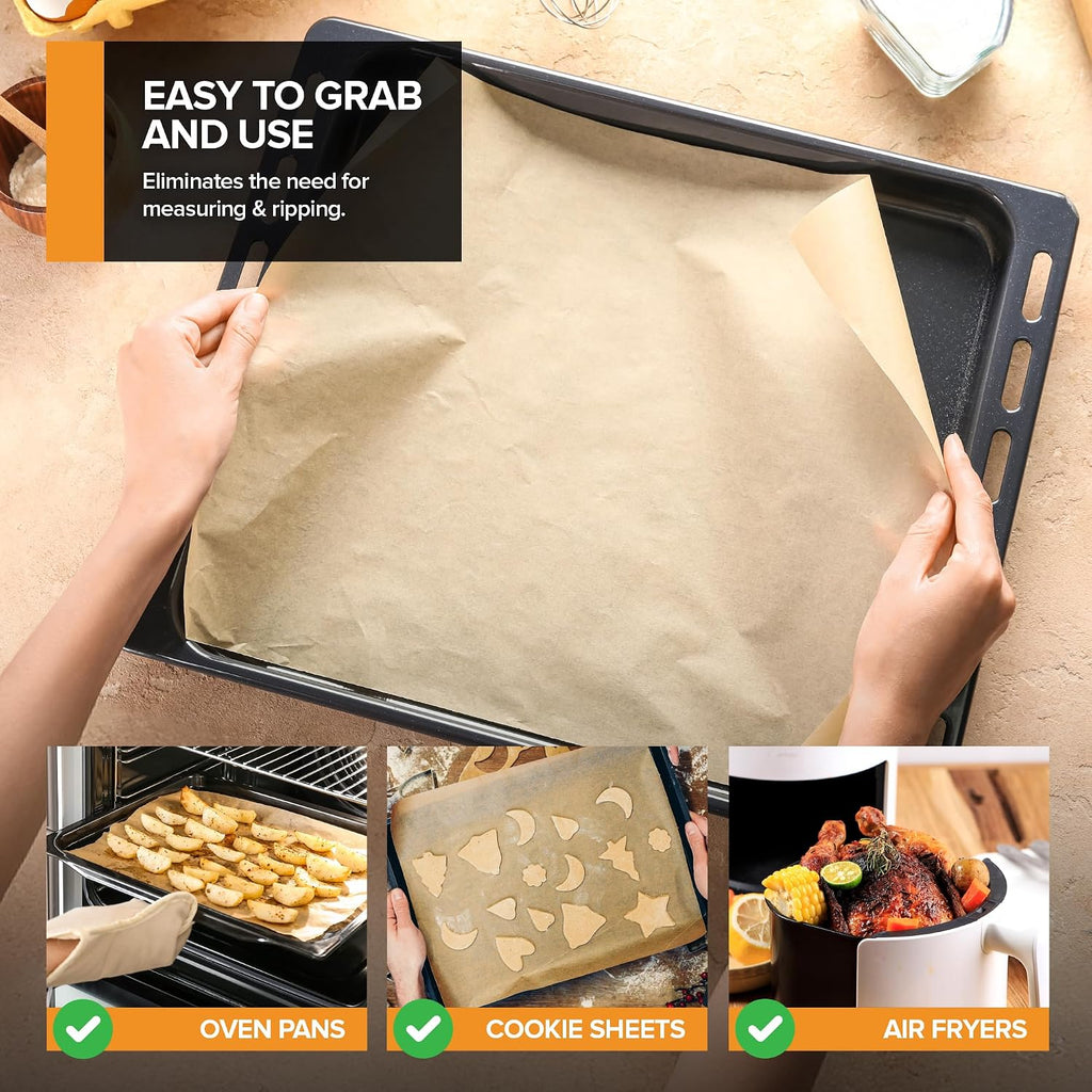 150 Ct Unbleached Parchment Paper Sheets, Pop Up Parchment Paper Sheets for Baking, Air fryer Sheets & Oven Liners