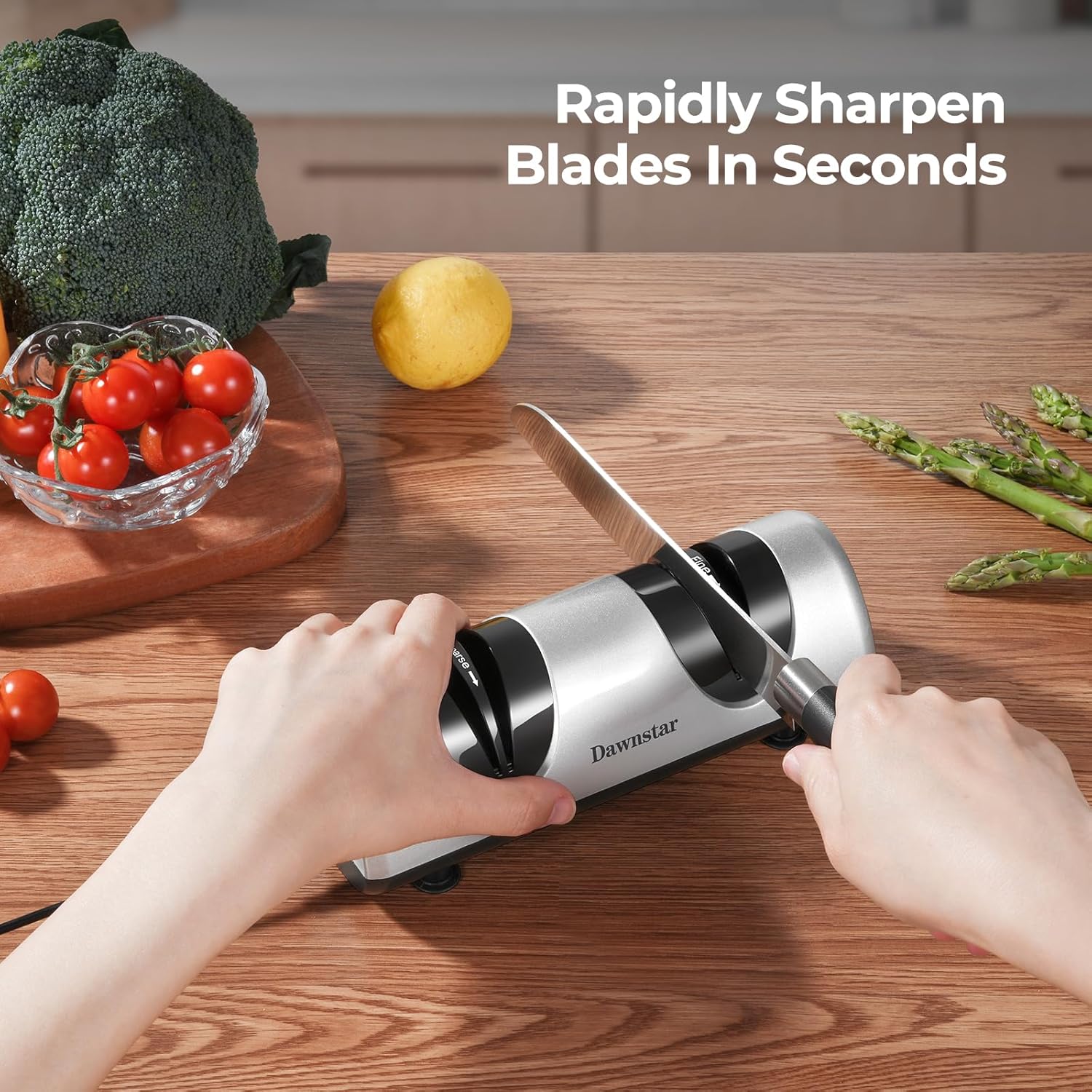 Electric Knife Sharpener, Professional Kitchen Knife Sharpener for Home Use, 2 Stages of Coarse Sharpening & Fine