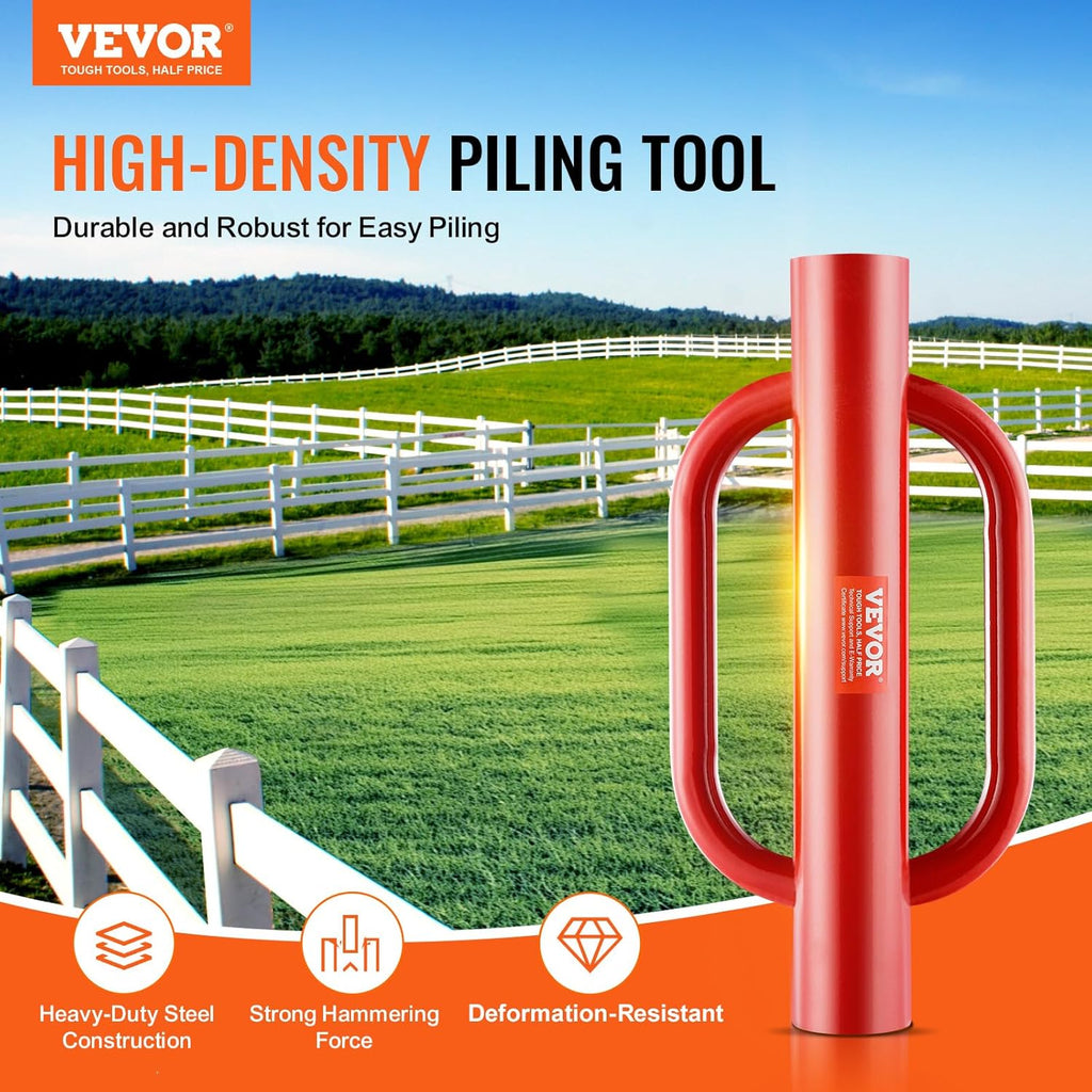 Fence T Post Driver, 4.11" Inner Diameter Post Pounder with Handles, 22LB Heavy Duty Carbon Steel Hand Post Rammer