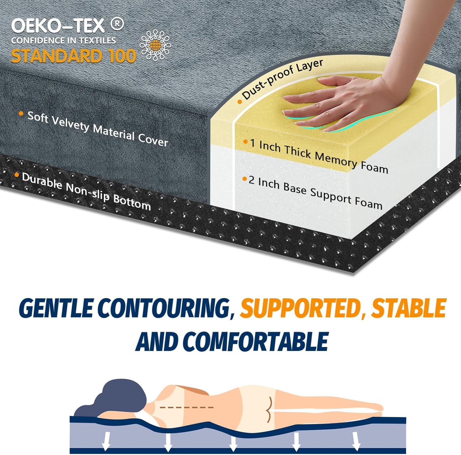 Memory Foam Camping Mattress Pad, CertiPUR-US Sleeping Mat, Portable Roll Up Mattress for Adults, Camping Bed Pads